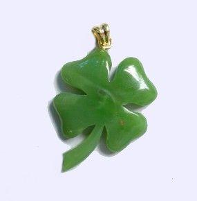 Lucky Four Leaf Nephrite Jade Clover Charm