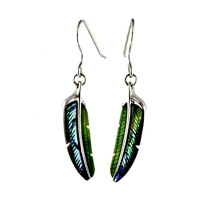 Jade Rituals Mesmerizing Abalone Feather Earrings