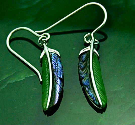 Jade Rituals Mesmerizing Abalone Feather Earrings