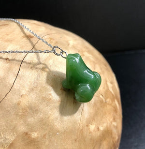 Incandescent Green Nephrite Jade Frog Charm