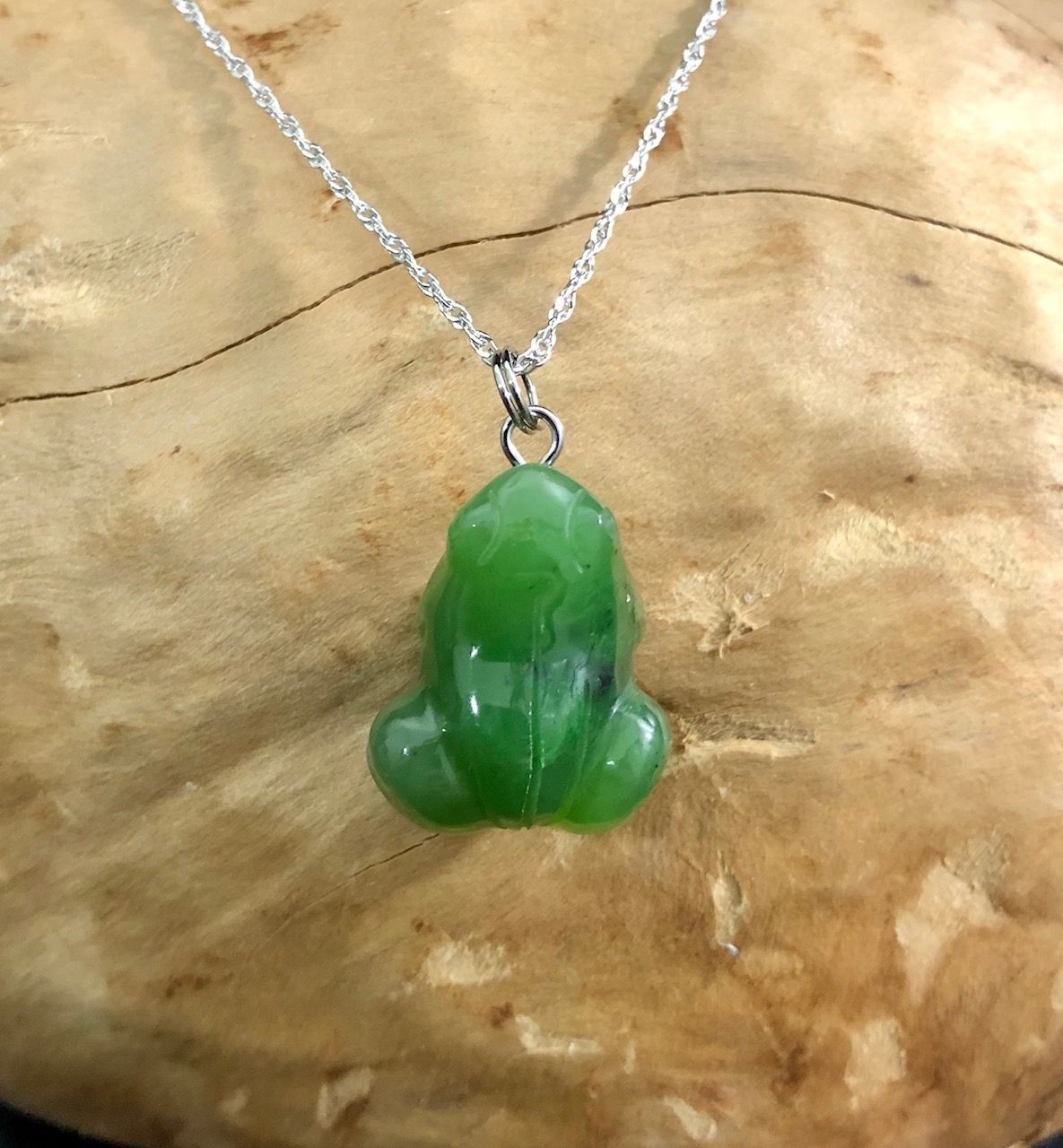 Incandescent Green Nephrite Jade Frog Charm