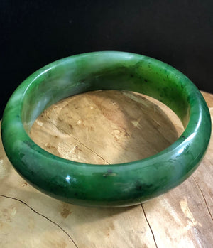 Jade Rituals Dark Green Nephrite Jade Bangle - 55mm x 17mm