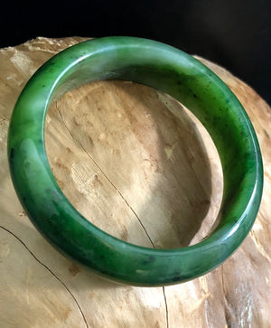 Jade Rituals Dark Green Nephrite Jade Bangle - 55mm x 17mm