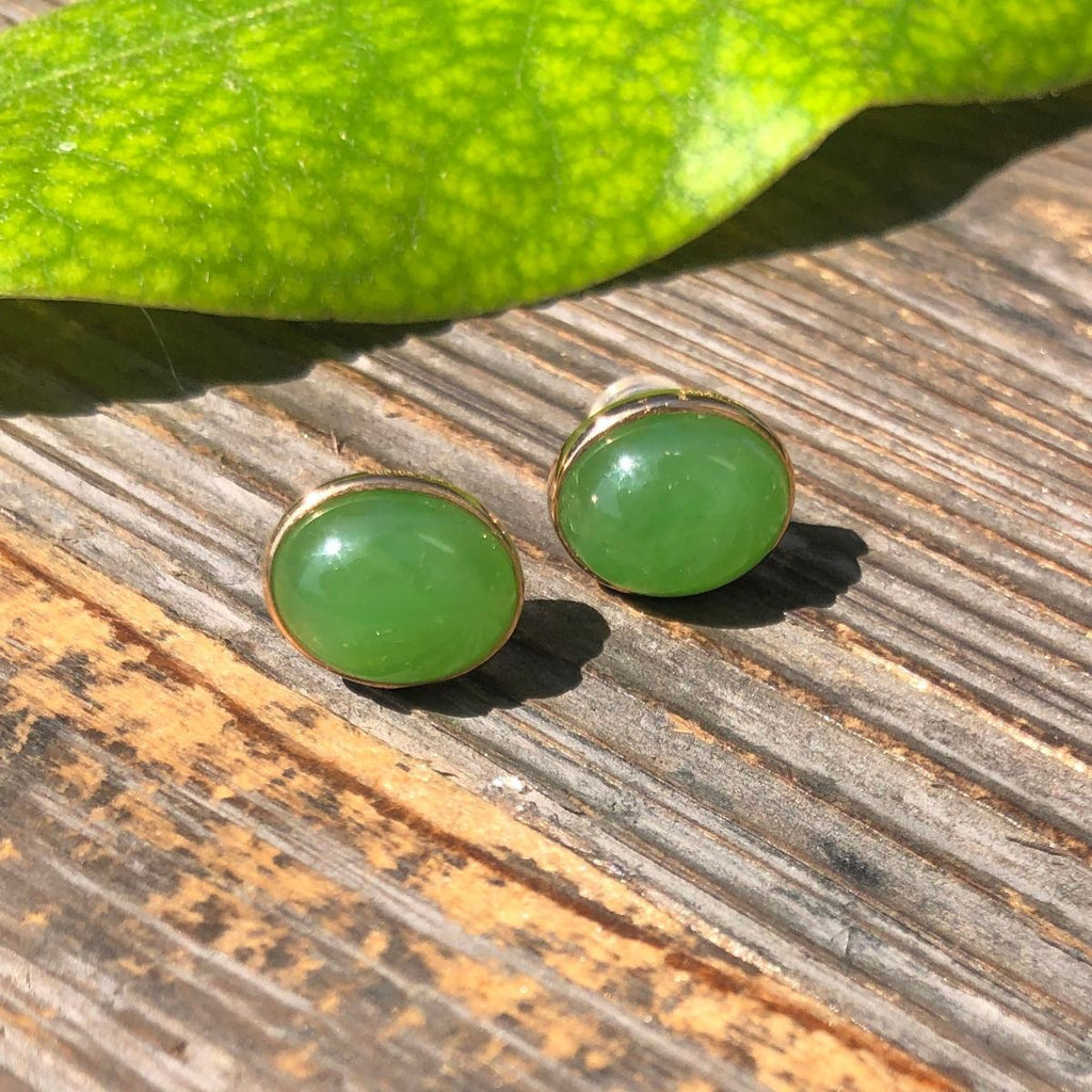 Jade Rituals 18k AAA Siberian Jade Oval Studs