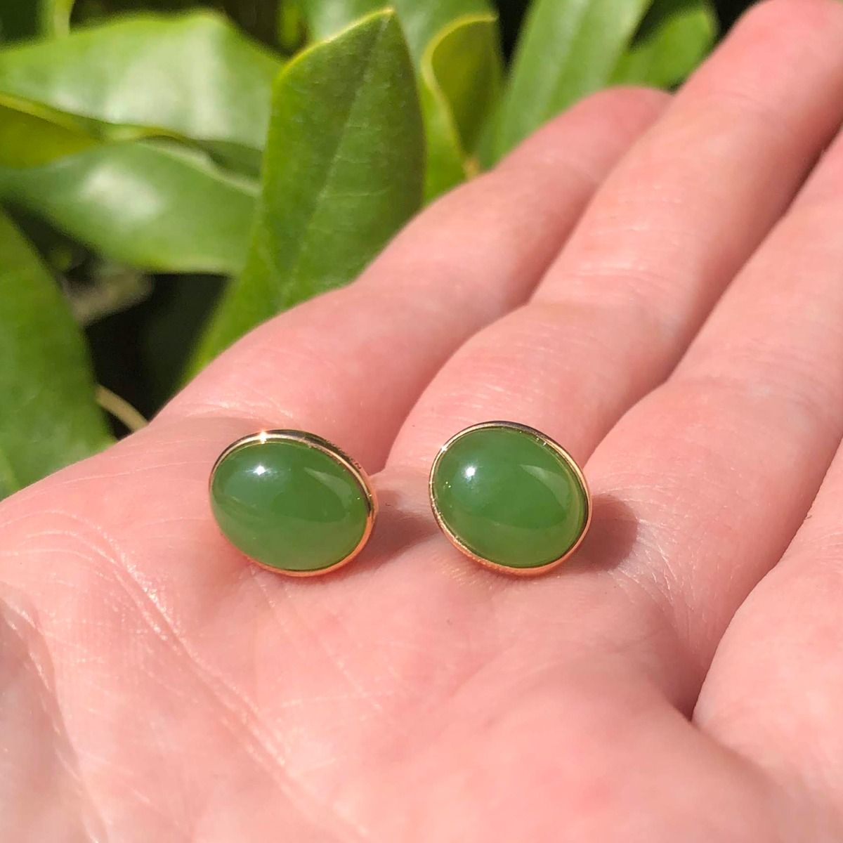 Jade Rituals 18k AAA Siberian Jade Oval Studs