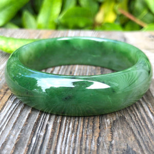 Jade Rituals Dark Green Nephrite Bangle 58mmx18mm