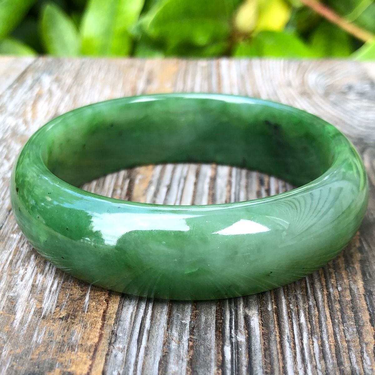 Green Jade Nephrite Bracelet, Round Pingan Clasp Nephrite Bracelet