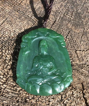 Jade Rituals Hand Sculpted Guanyin Pendant