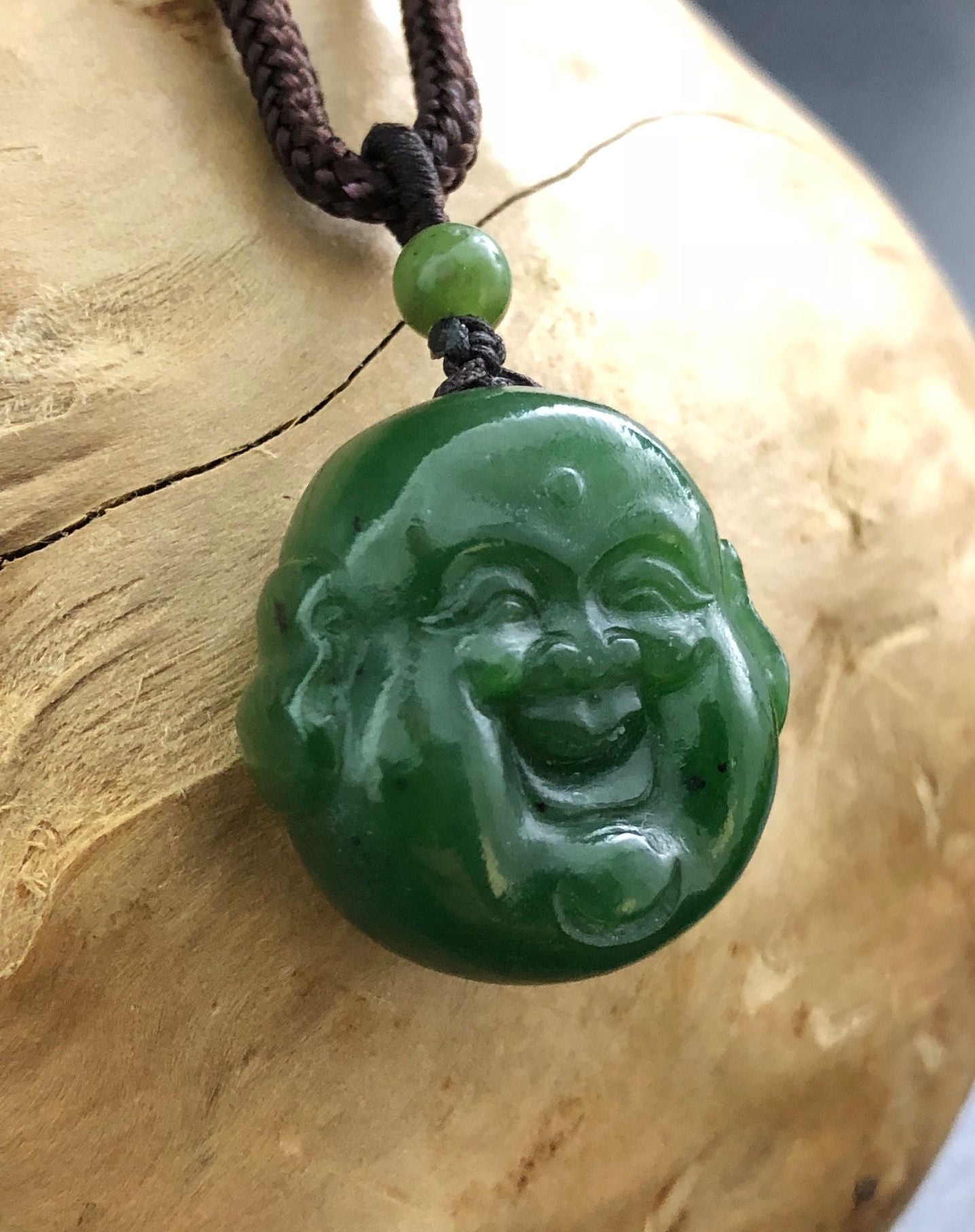 Jade Rituals Giggly Buddha Head Pendant