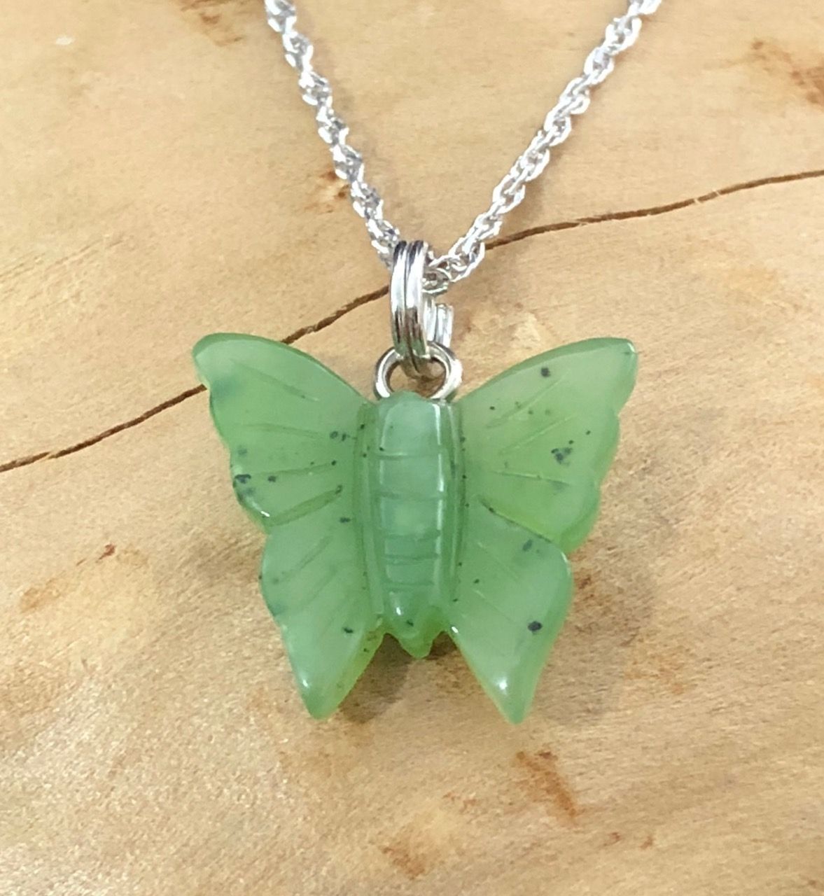 Intricately Sculpted Jade Butterfly Charm