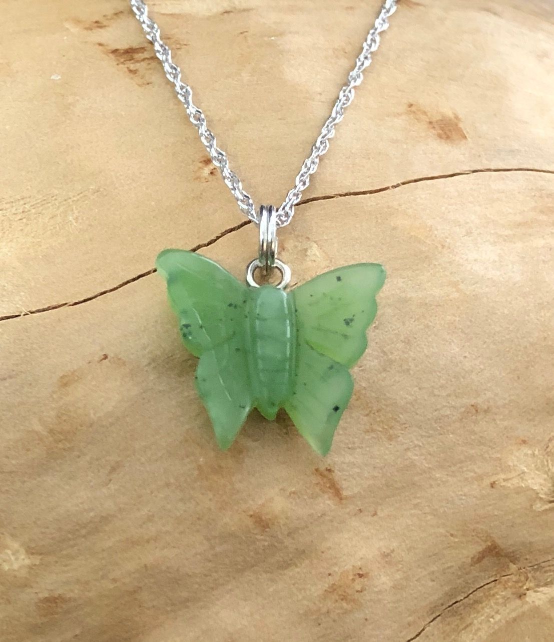 Intricately Sculpted Jade Butterfly Charm