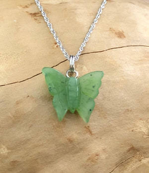 Intricately Sculpted Jade Butterfly Charm