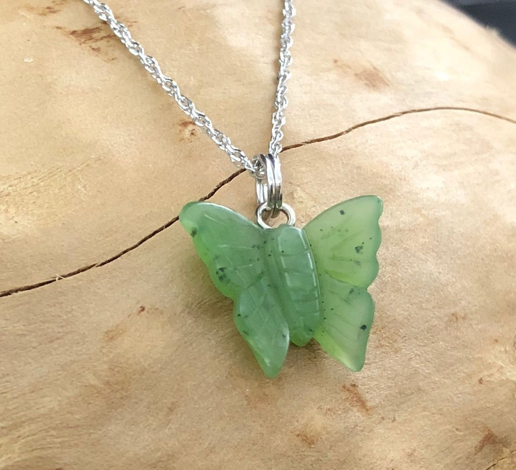 Intricately Sculpted Jade Butterfly Charm