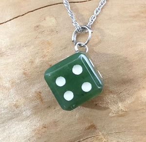 Lucky Nephrite Jade Dice Charm