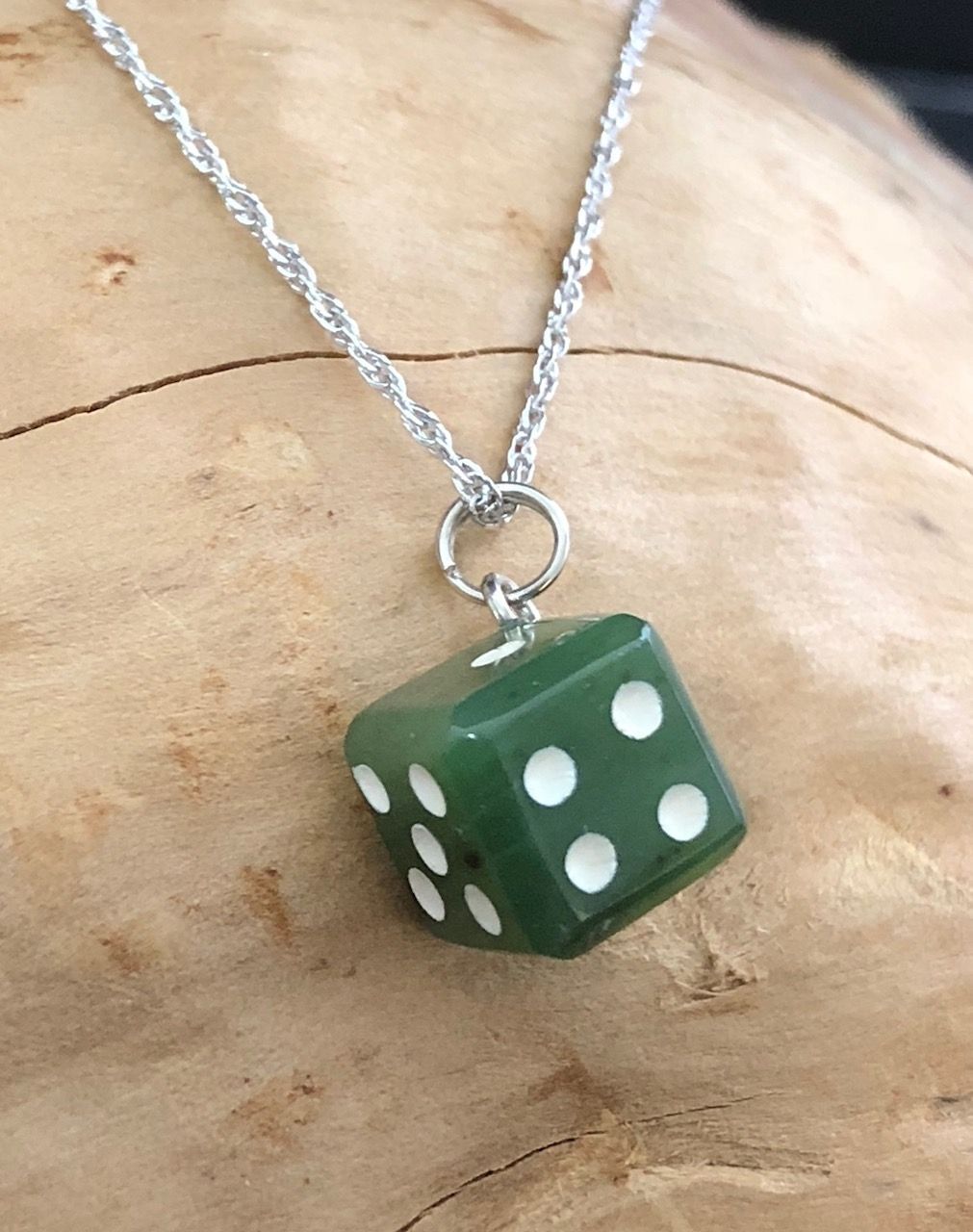 Lucky Nephrite Jade Dice Charm