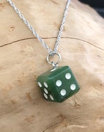 Lucky Nephrite Jade Dice Charm