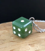 Lucky Nephrite Jade Dice Charm