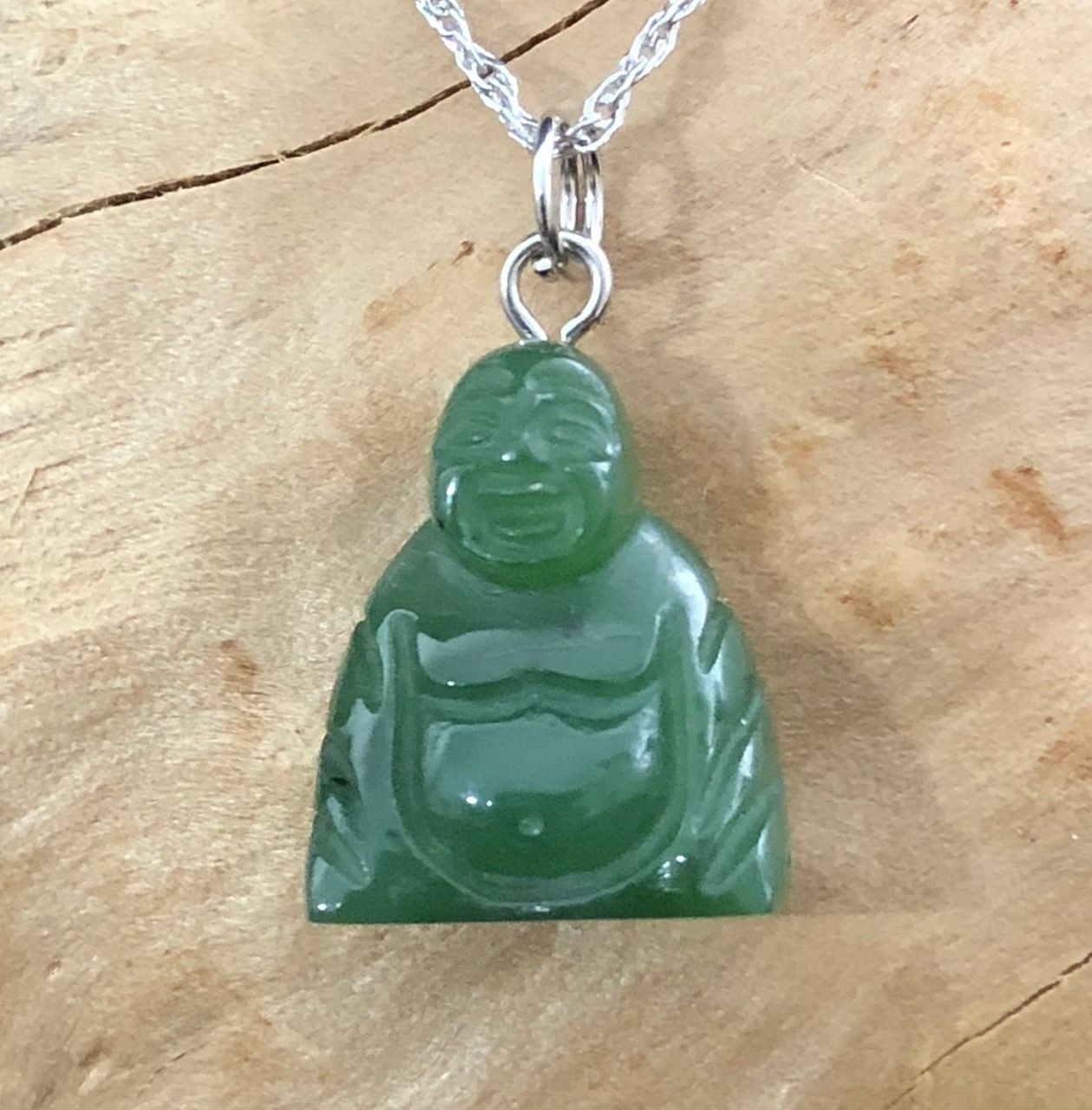 Jade Rituals Giggly Nephrite Buddha charm