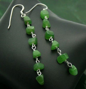 Antique Cushion Nephrite Jade dangling Earrings