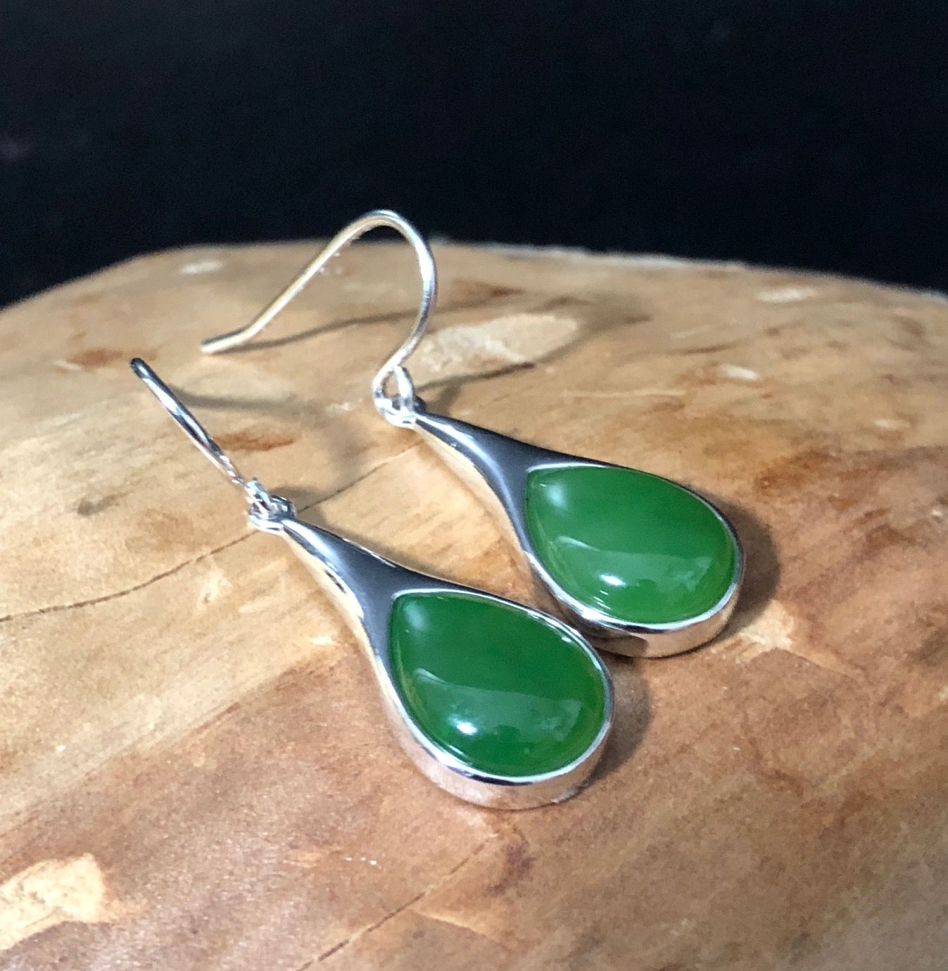 Silver Jade Raindrop Earrings