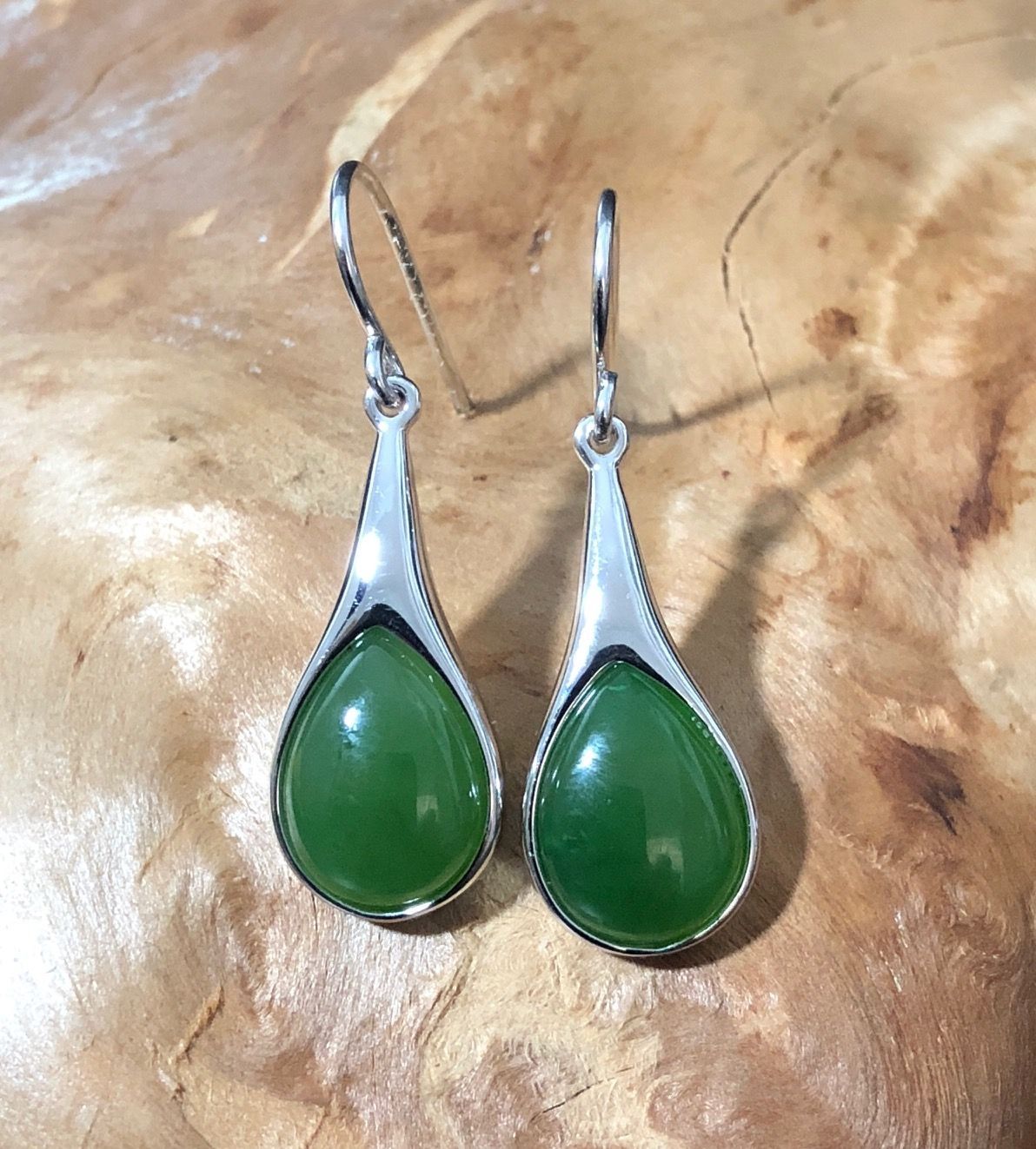 Silver Jade Raindrop Earrings