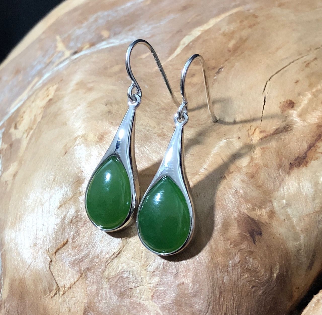 Silver Jade Raindrop Earrings