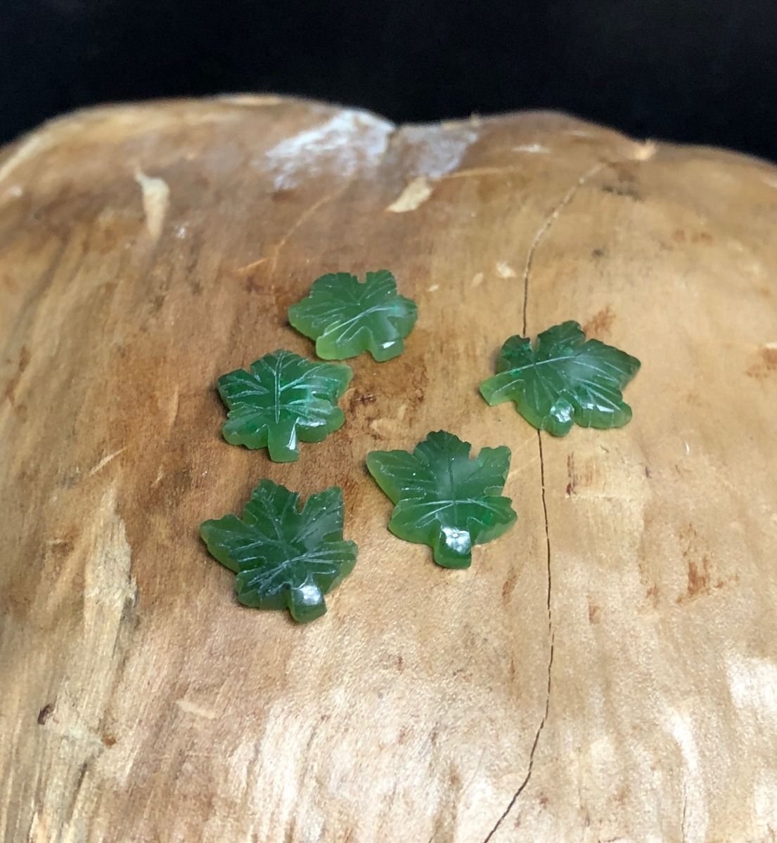 Intricately handcrafted Canadian Jade Maple Leaf - Sold Individually