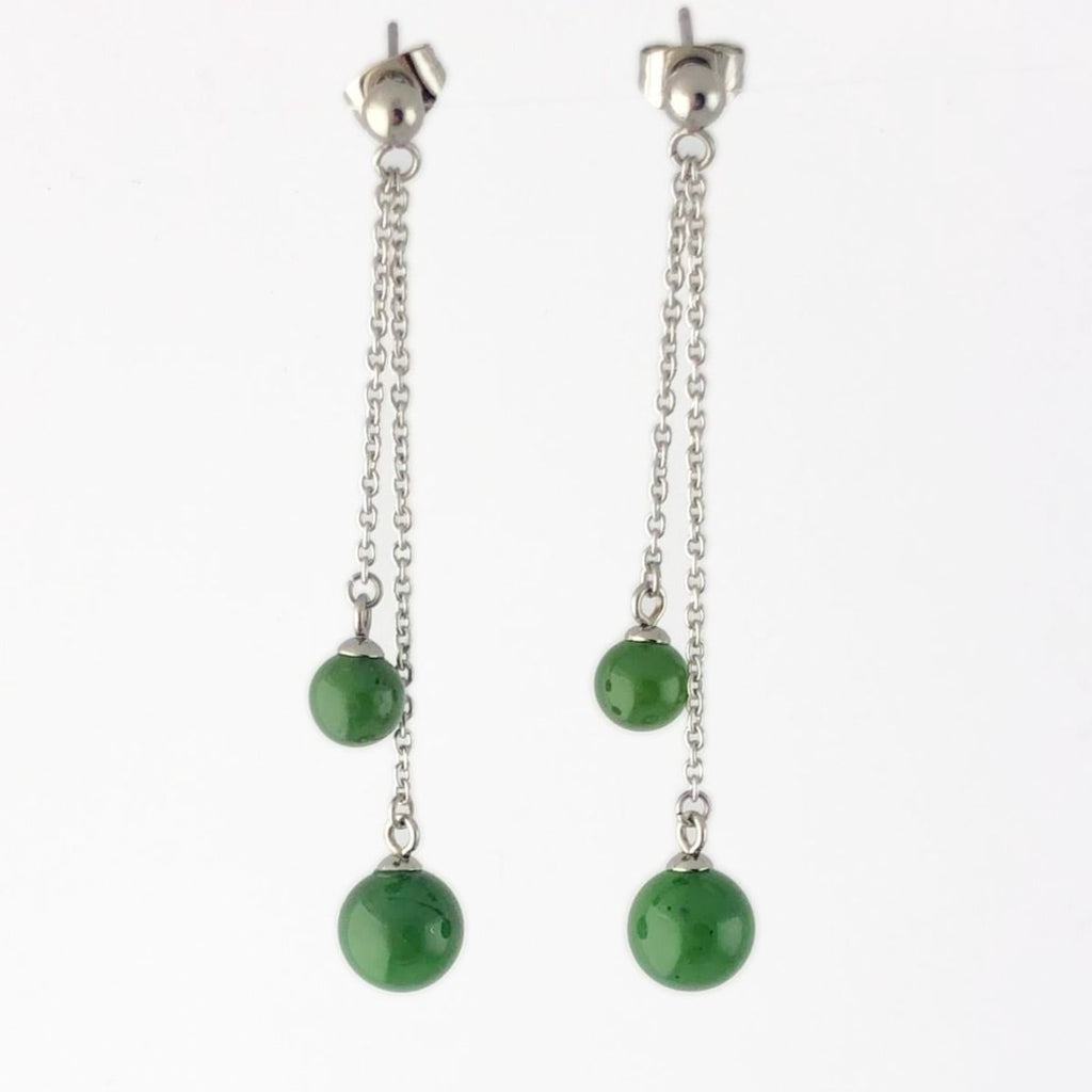 Jade Rituals Dangling Nephrite Beads Earrings