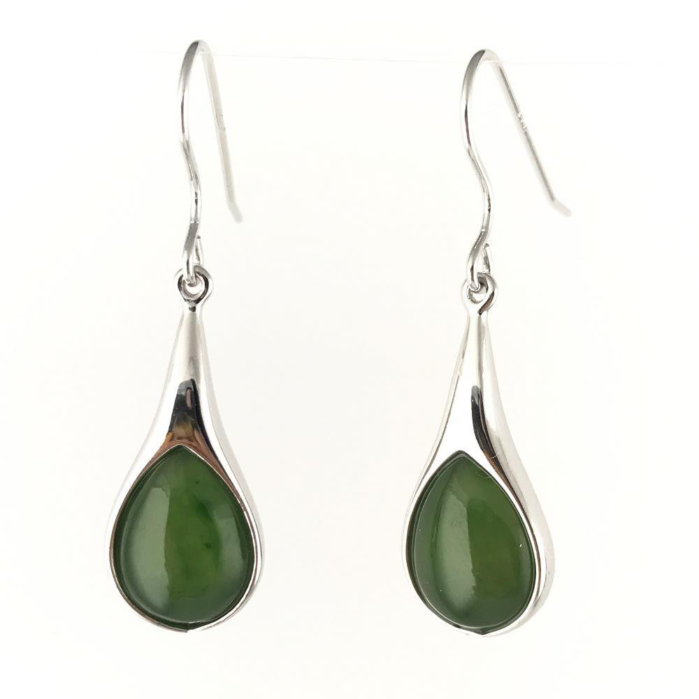 Silver Jade Raindrop Earrings