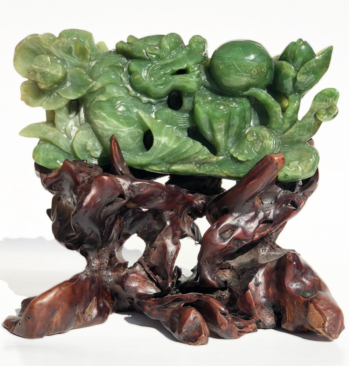 Jade Rituals Dragon and Lotus Sculpture