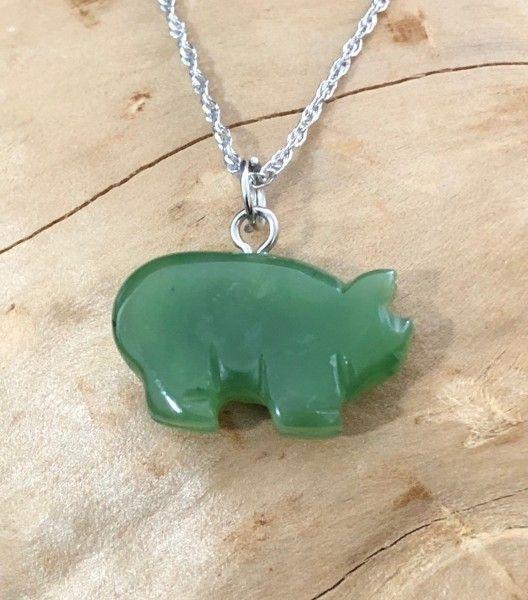 Jade Rituals Nephrite Little Pig charm